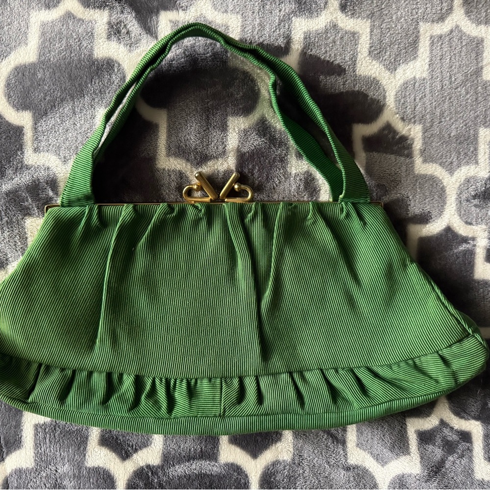 Vintage 50’s Green Fabric Purse